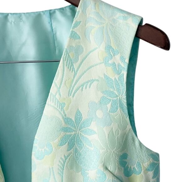 Vintage 70s home sewn retro textured floral imprinted long open vest size M OS - Picture 2 of 8